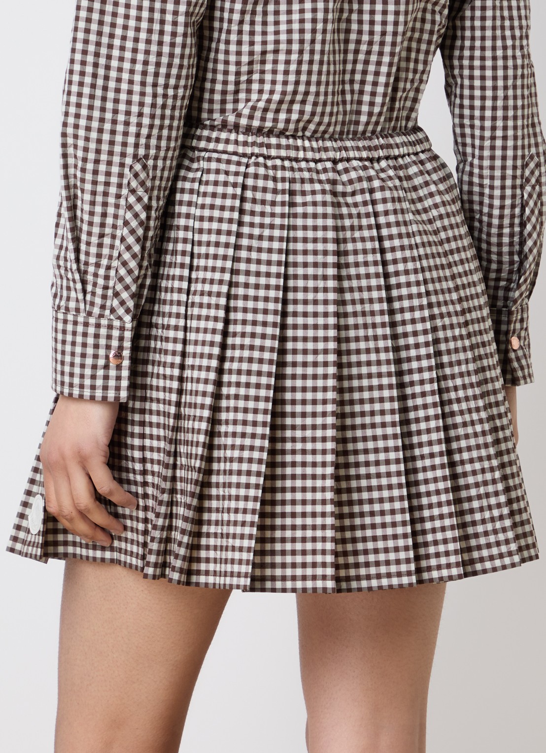 Moncler Mini A-lijn rok met ruitdessin - achterkant 3 bruin