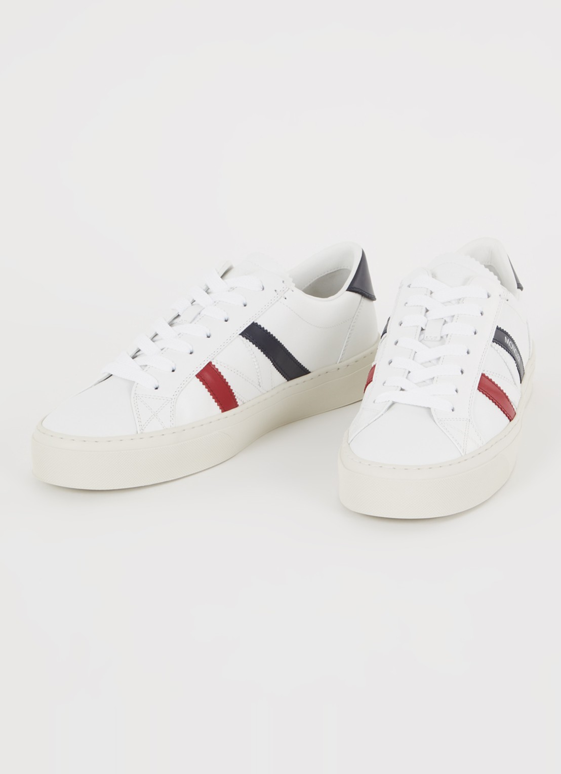 Moncler Monaco sneaker van kalfsleer met logo - detail wit