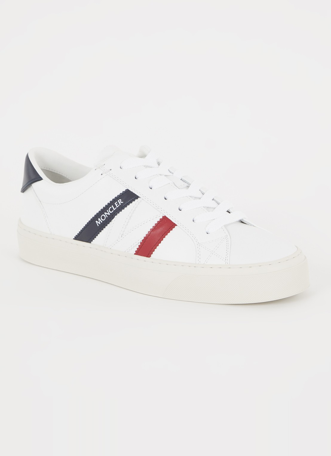Moncler Monaco sneaker van kalfsleer met logo - voorkant 5 wit