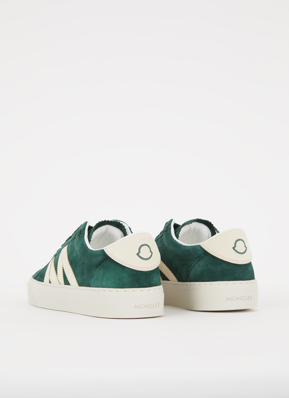 Moncler Monaco2 sneaker van suède en nubuck met logo - achterkant 2 donkergroen