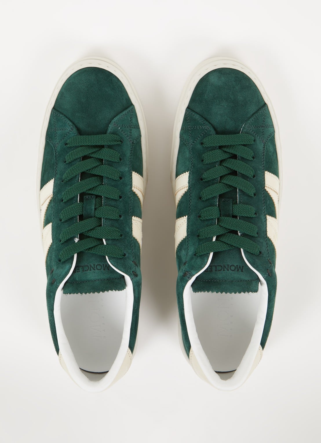 Moncler Monaco2 sneaker van suède en nubuck met logo - detail 4 donkergroen