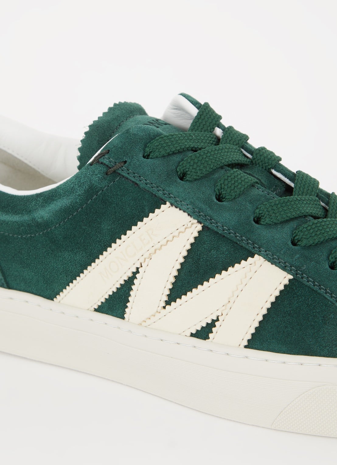 Moncler Monaco2 sneaker van suède en nubuck met logo - detail 6 donkergroen