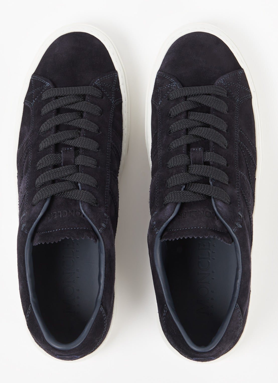 Moncler Monaco2 sneaker van suède - detail 5 donkerblauw
