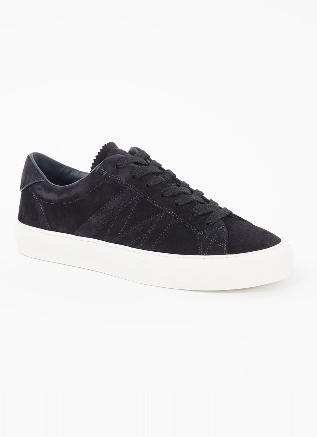 Moncler Monaco2 sneaker van suède - voorkant 2 donkerblauw
