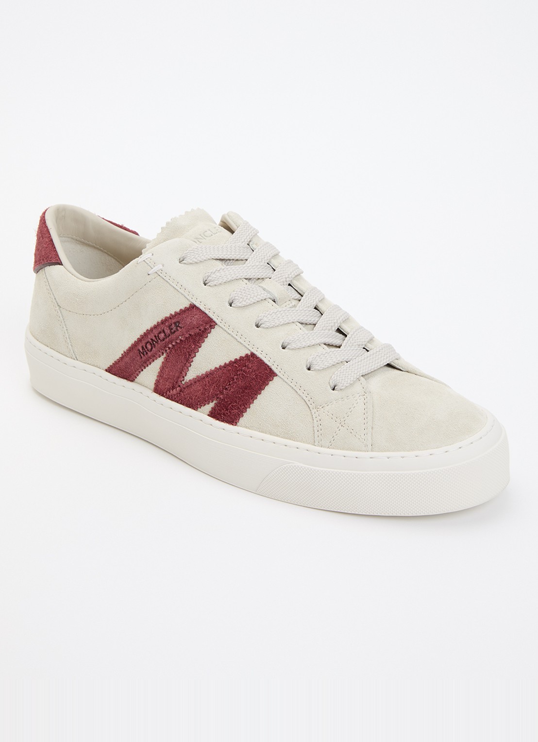 Moncler Monaco2 sneaker van suède - voorkant beige