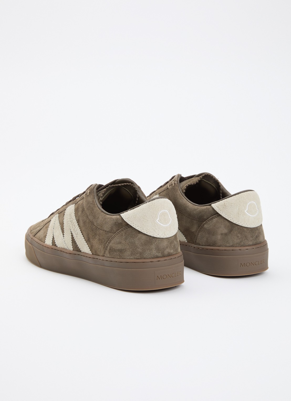 Moncler Monaco2 sneaker van suede - achterkant 5 khaki