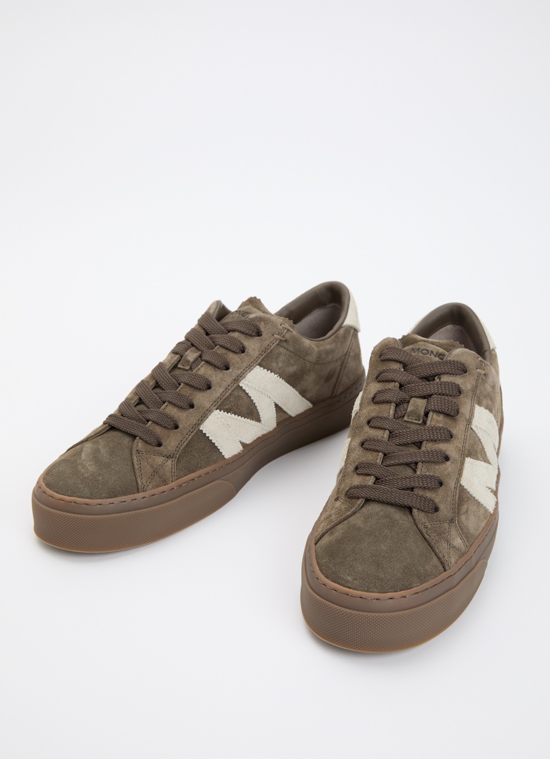 Moncler Monaco2 sneaker van suede - detail khaki