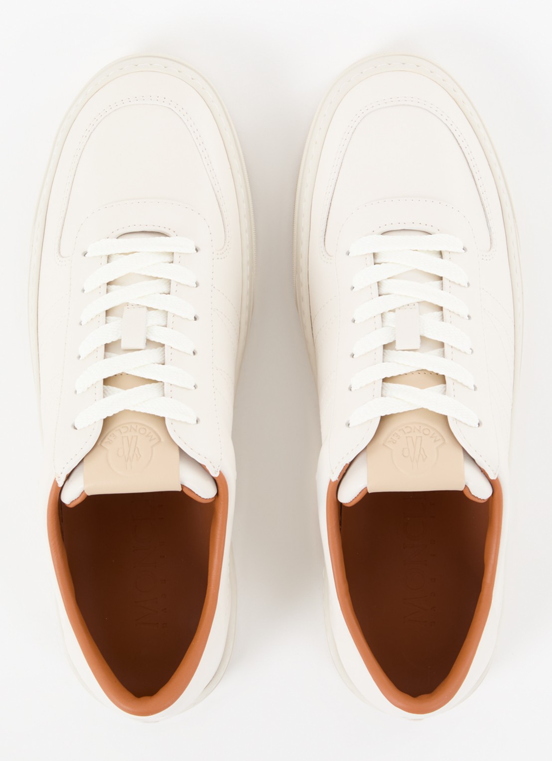 Moncler Monclub sneaker van leer  - detail 4 gebroken wit