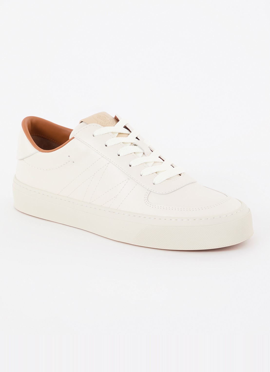 Moncler Monclub sneaker van leer  - voorkant gebroken wit