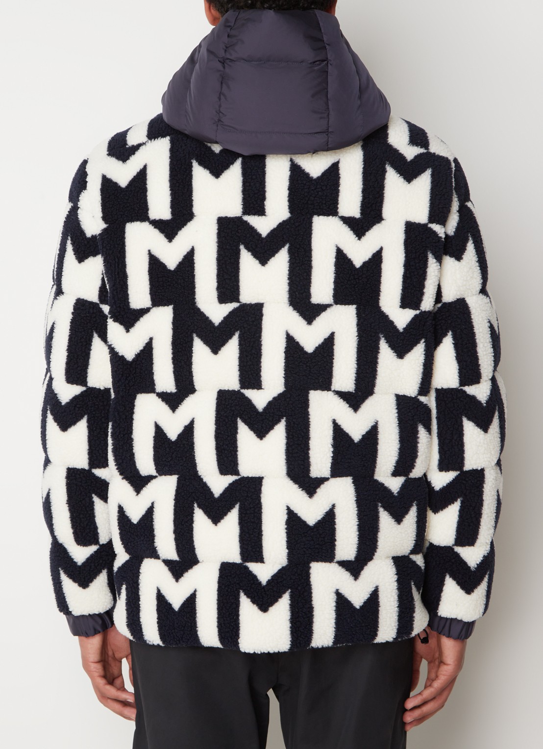 Moncler Mondego reversible puffer jack met donsvulling en ritszakken - achterkant blauw