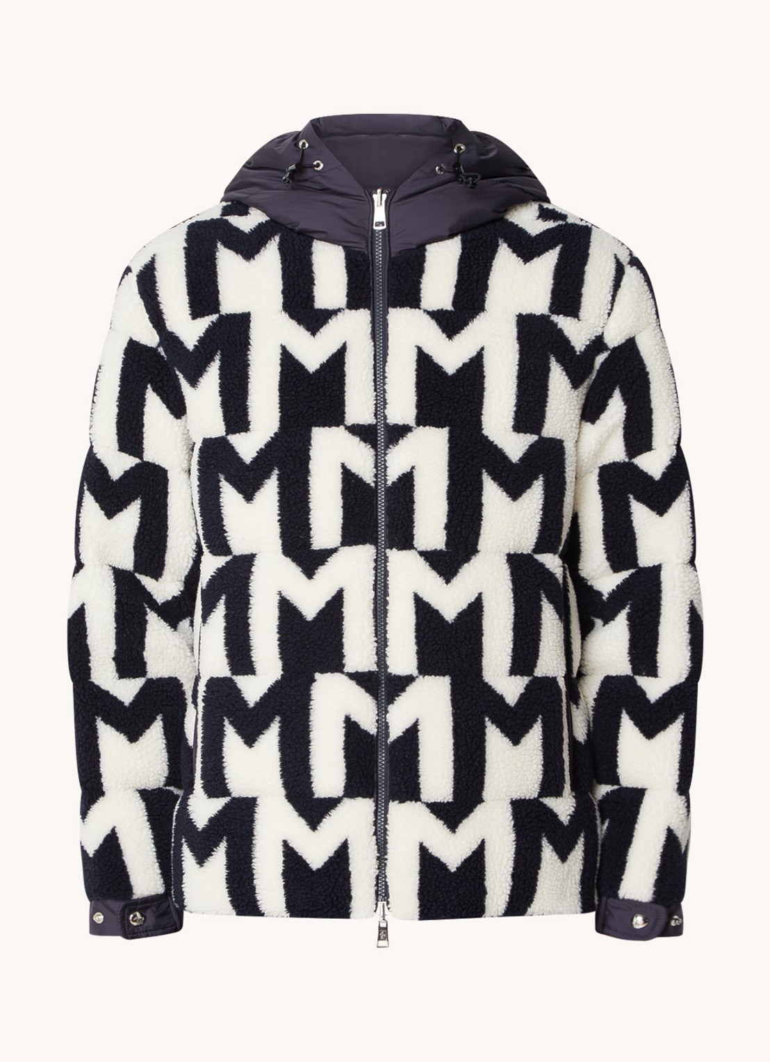 Moncler Mondego reversible puffer jack met donsvulling en ritszakken - voorkant 5 blauw
