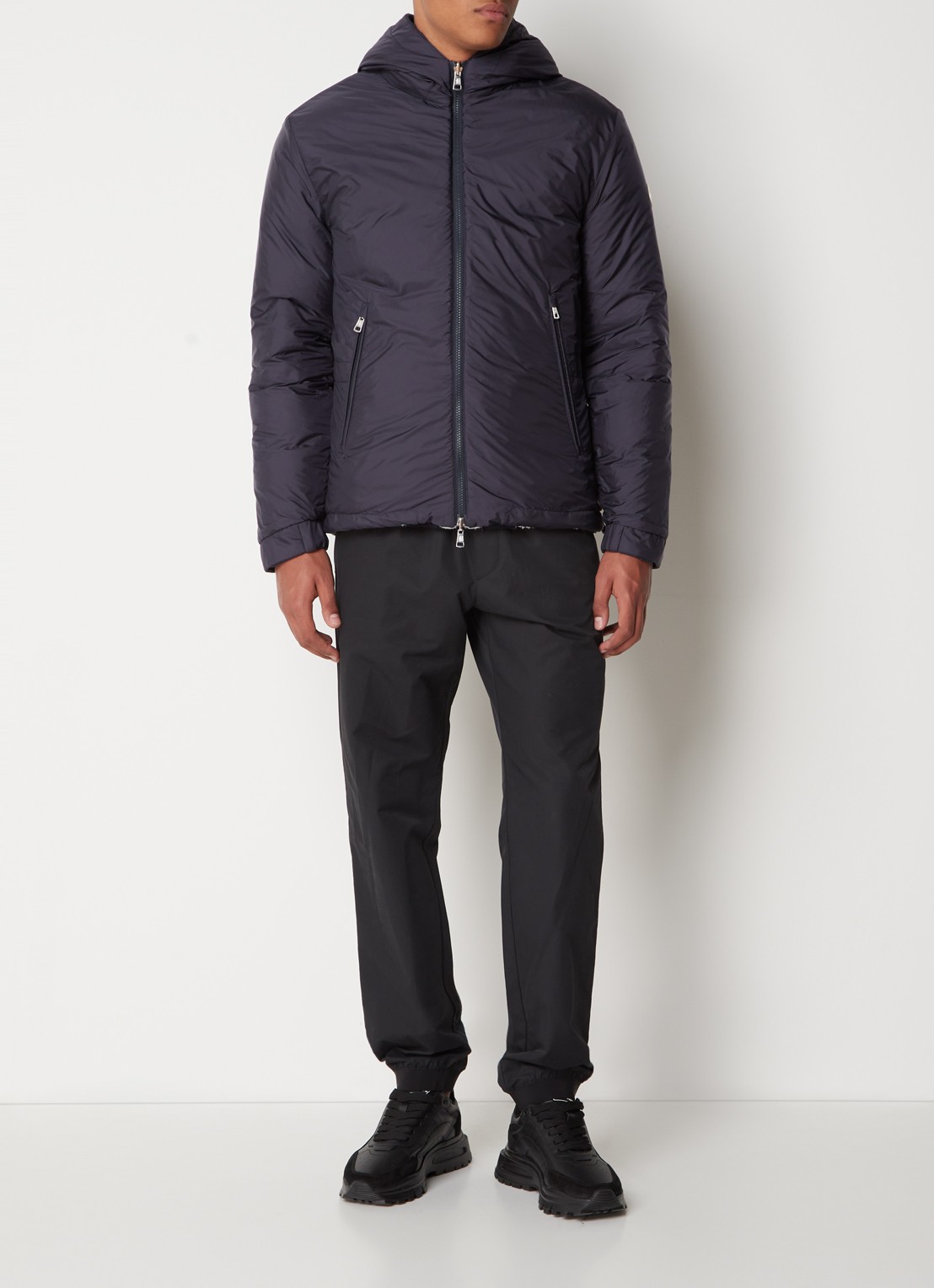 Moncler Mondego reversible puffer jack met donsvulling en ritszakken - voorkant 6 blauw