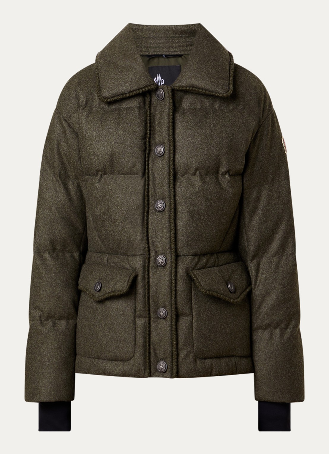 Moncler Monteain gewatteerde jas met opgestikte zakken - voorkant 5 donkergroen