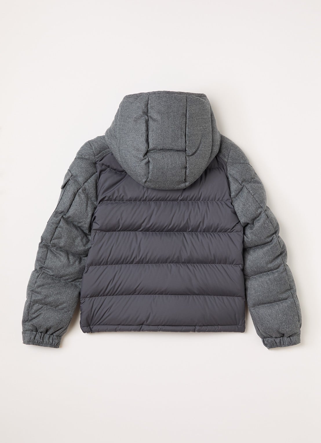 Moncler Montgenievre puffer jack van scheerwol - achterkant middengrijs