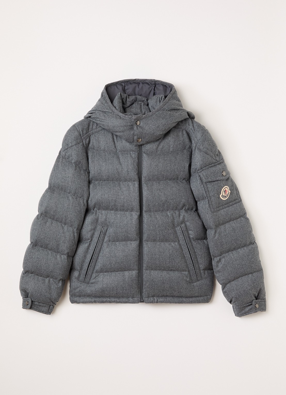 Moncler Montgenievre puffer jack van scheerwol - voorkant 2 middengrijs