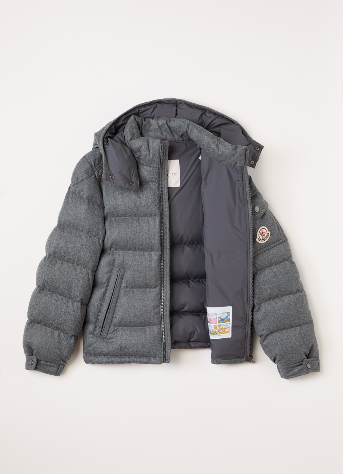 Moncler Montgenievre puffer jack van scheerwol - voorkant 3 middengrijs