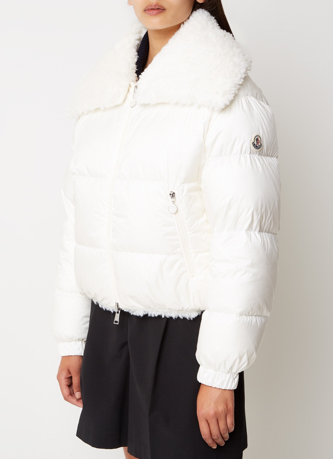 Moncler Murray reversible puffer jack van teddy met donsvulling - detail 5 gebroken wit