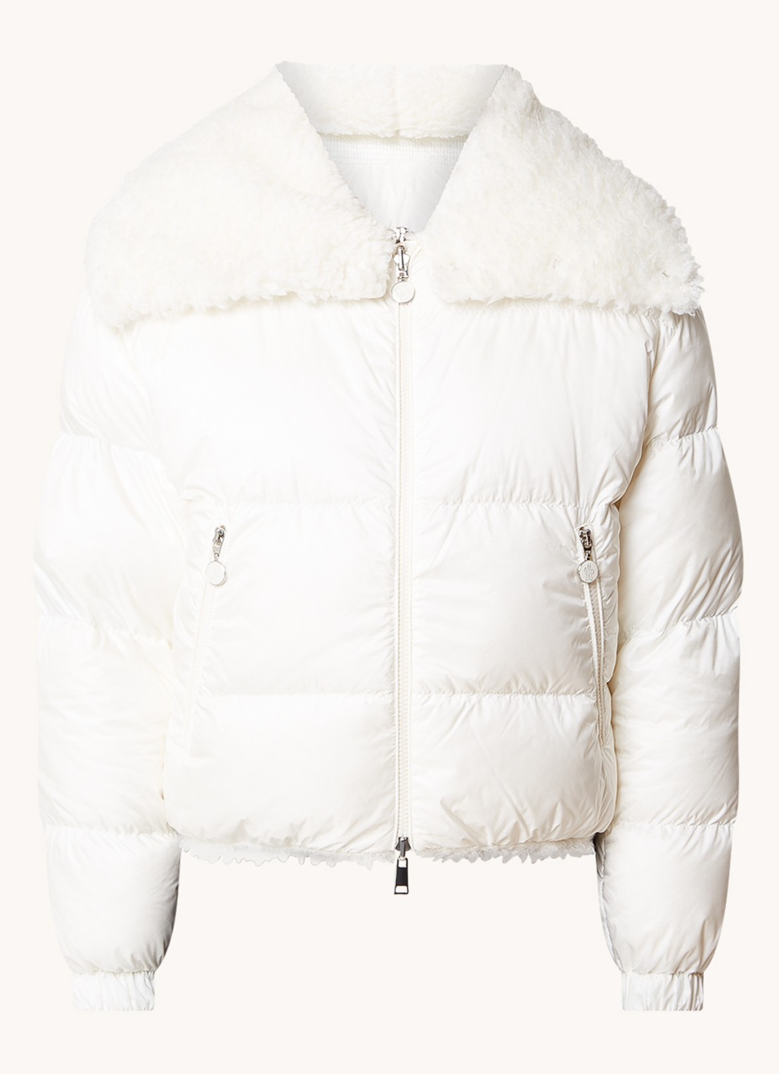 Moncler Murray reversible puffer jack van teddy met donsvulling - voorkant 2 gebroken wit