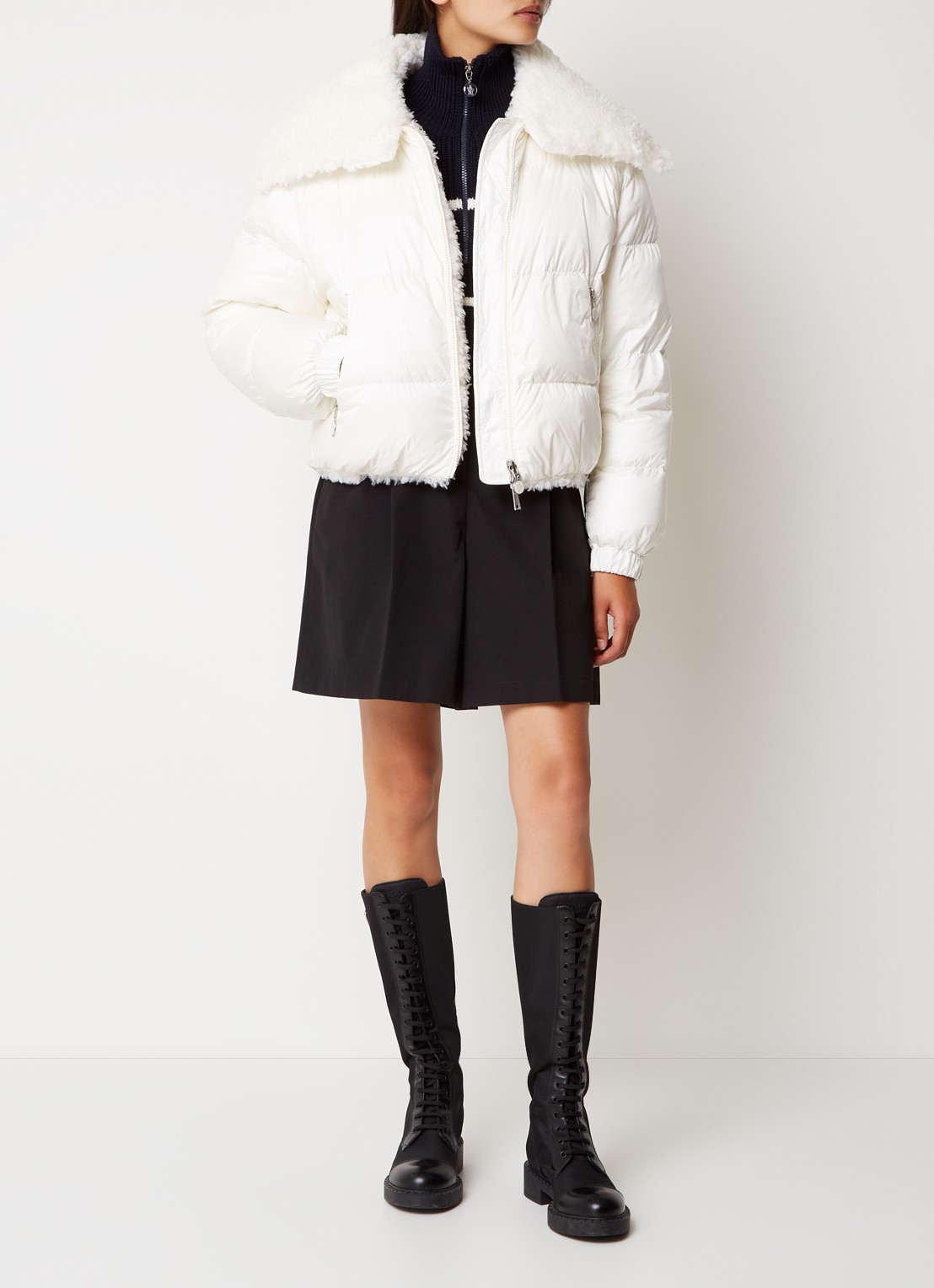 Moncler Murray reversible puffer jack van teddy met donsvulling - voorkant 3 gebroken wit