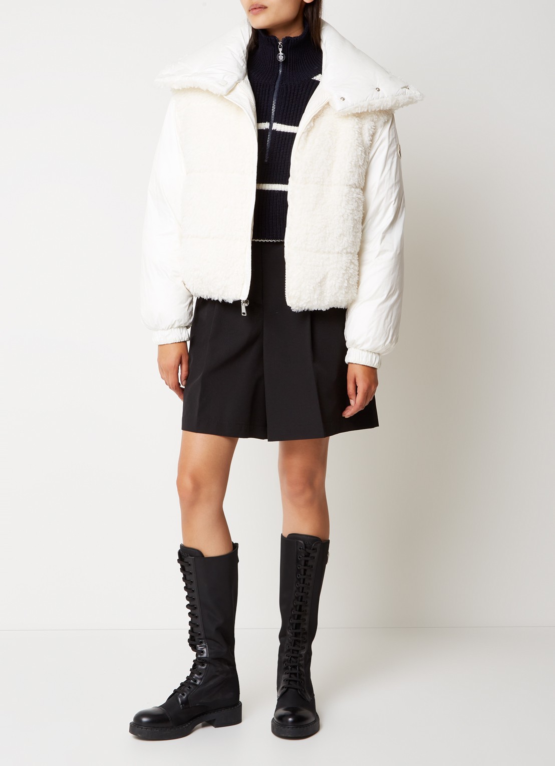 Moncler Murray reversible puffer jack van teddy met donsvulling - voorkant 4 gebroken wit