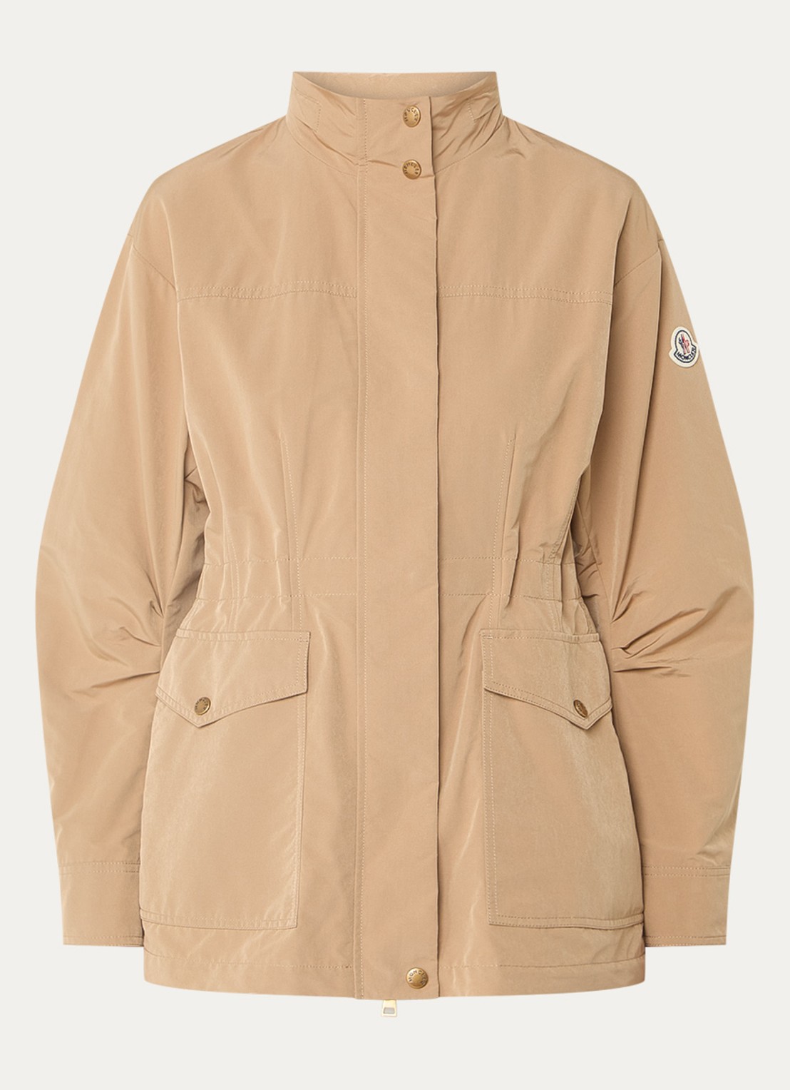 Moncler Nades parka met capuchon en logo - voorkant camel
