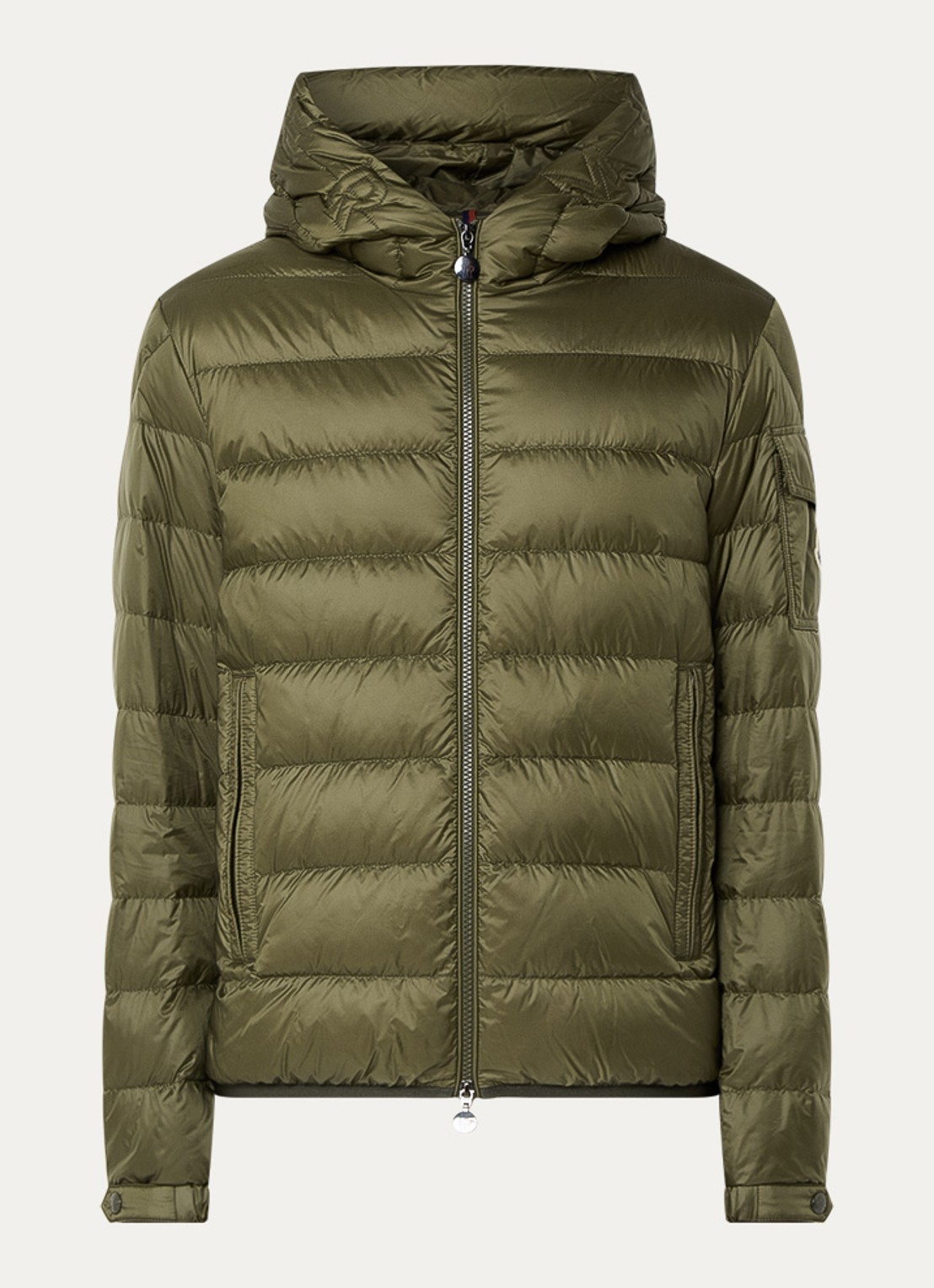 Moncler Najan puffer jack met donsvulling en ritszakken - voorkant mosgroen
