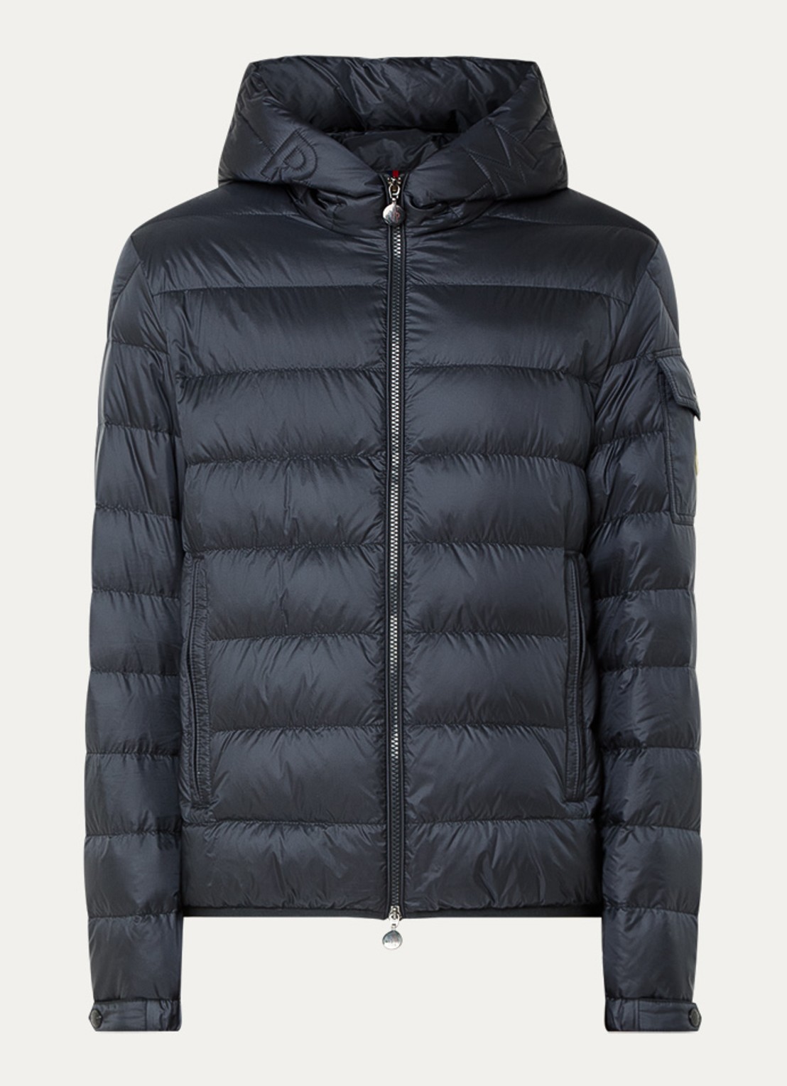 Moncler Najan puffer jack met donsvulling en ritszakken - voorkant 5 donkerblauw