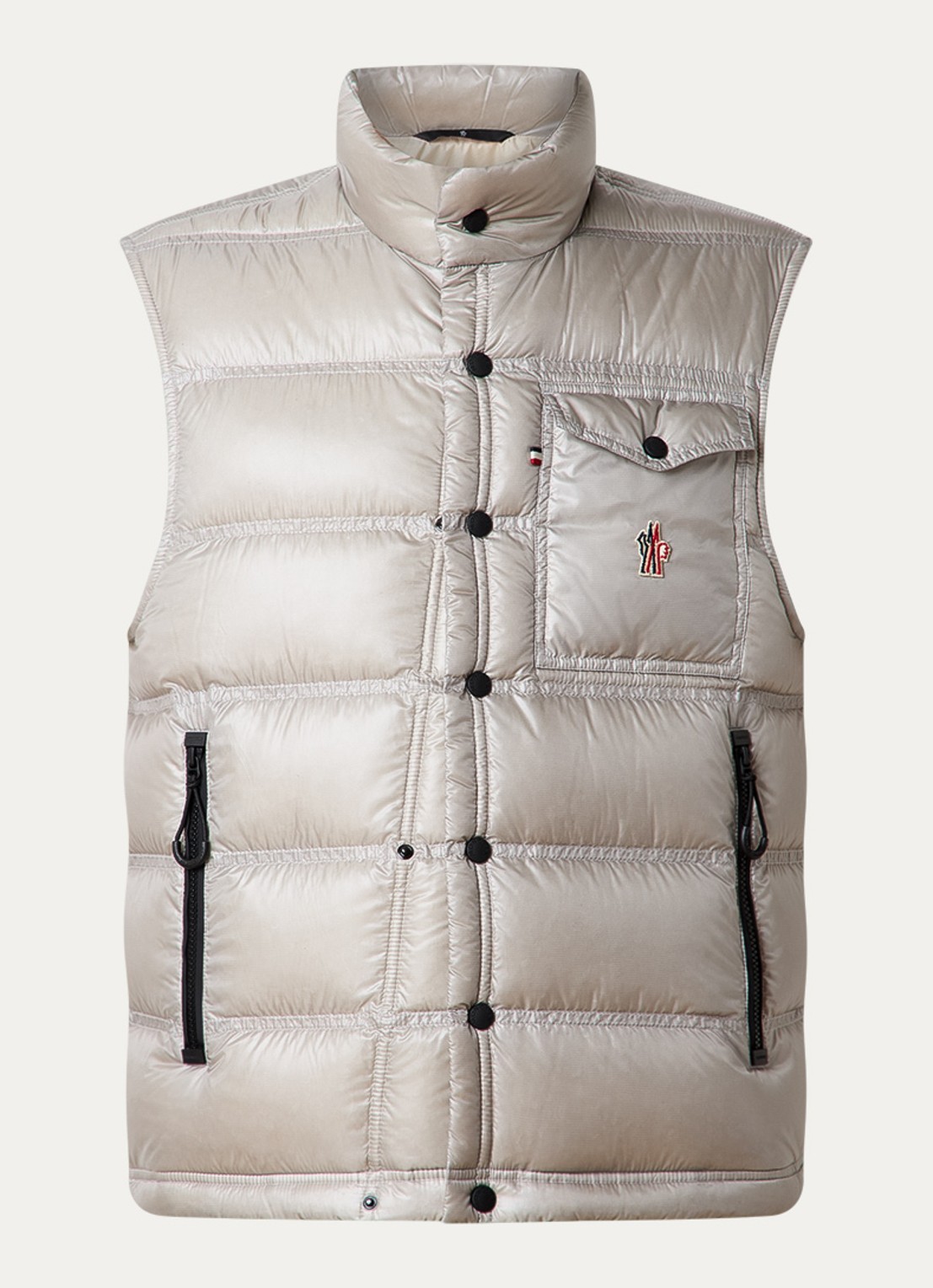 Moncler Nantu gewatteerde bodywarmer met donsvulling - voorkant 2 beige