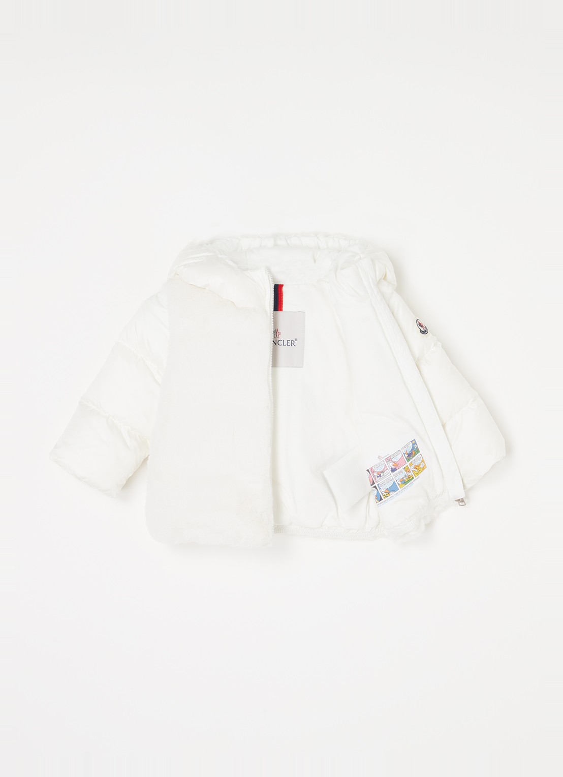 Moncler Natas gewatteerde jas met donsvulling en details van imitatiebont - voorkant 3 wit