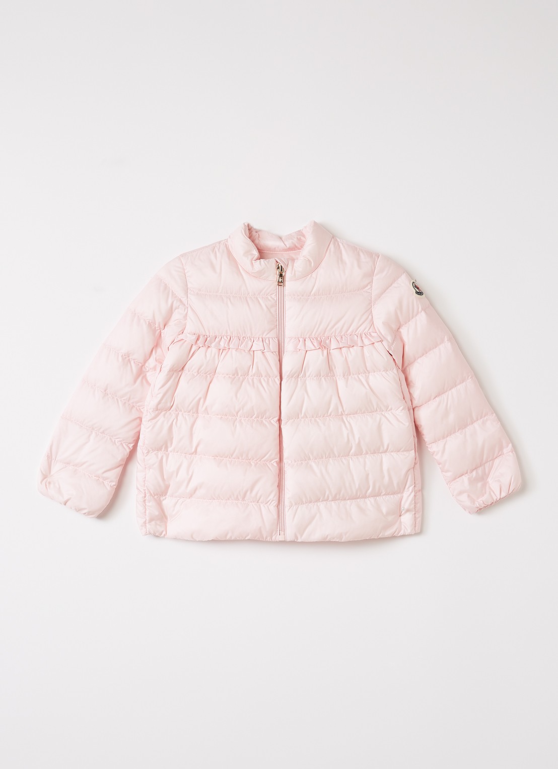 Moncler Nazife gewatteerd jack met donsvulling en volant - voorkant 2 lichtroze