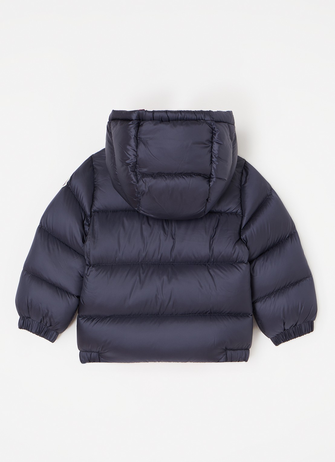 Moncler New Macaire gewatteerde jas met donsvulling en capuchon - achterkant blauw