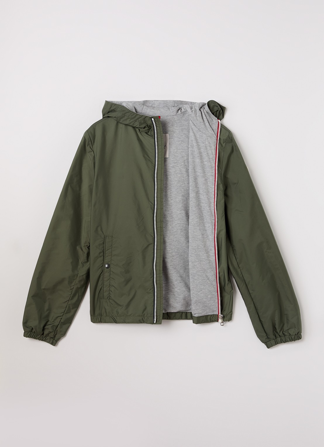 Moncler New Urville regenjack met capuchon - voorkant 3 legergroen
