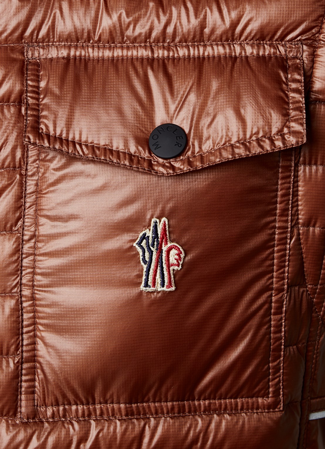 Moncler Ollon gewatteerde bodywarmer met donsvulling en logo - detail 6 roestbruin