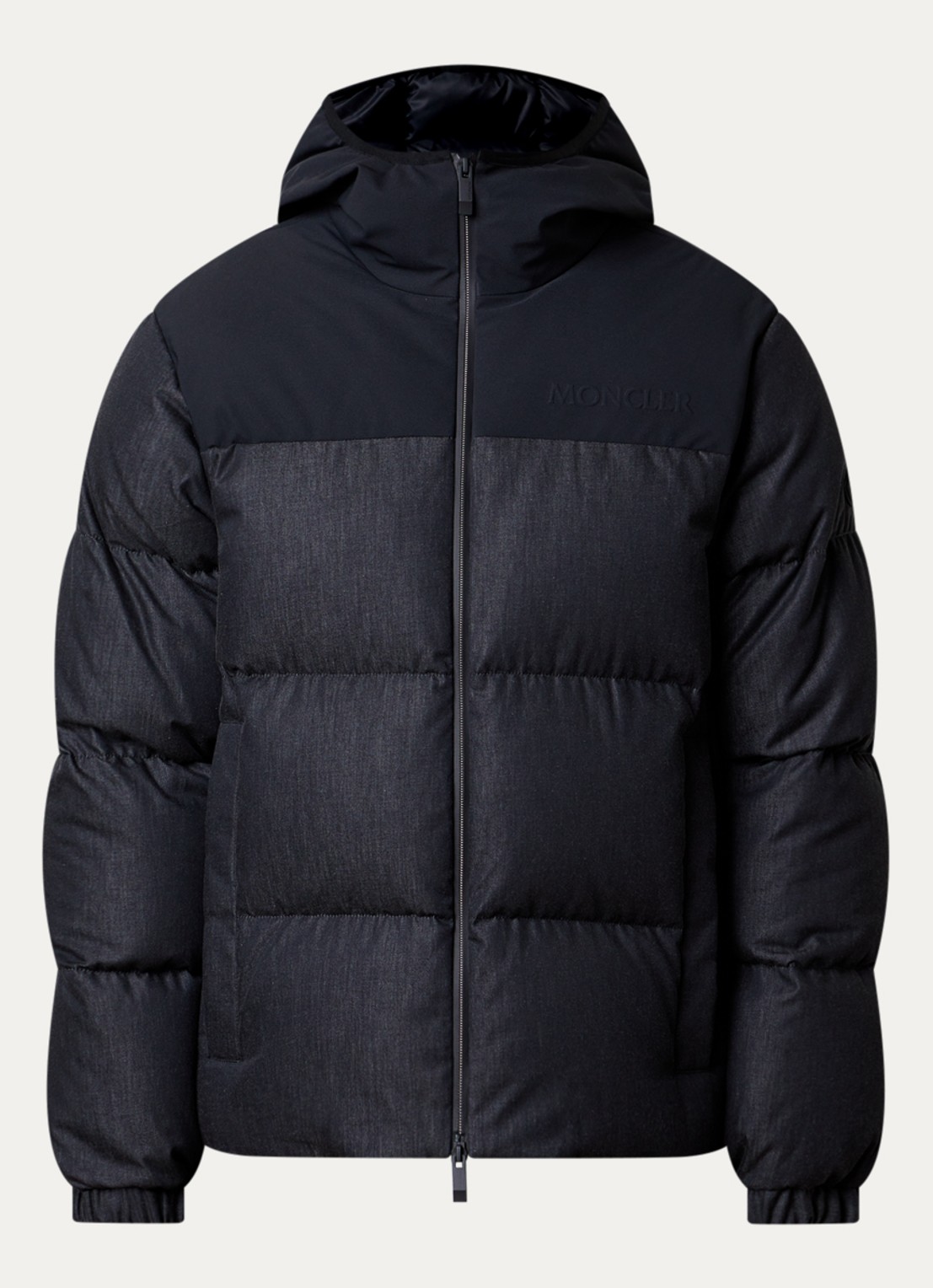 Moncler Oulojoki gewatteerd puffer jack met donsvulling en steekzakken - voorkant donkerblauw