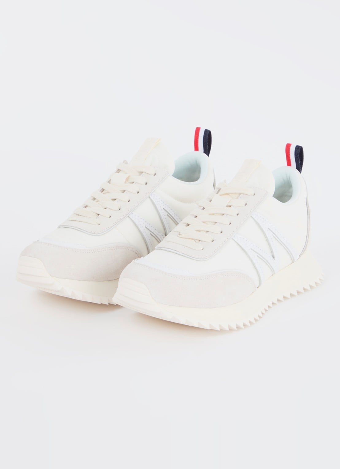Moncler Pacey sneaker met suéde details - detail wit