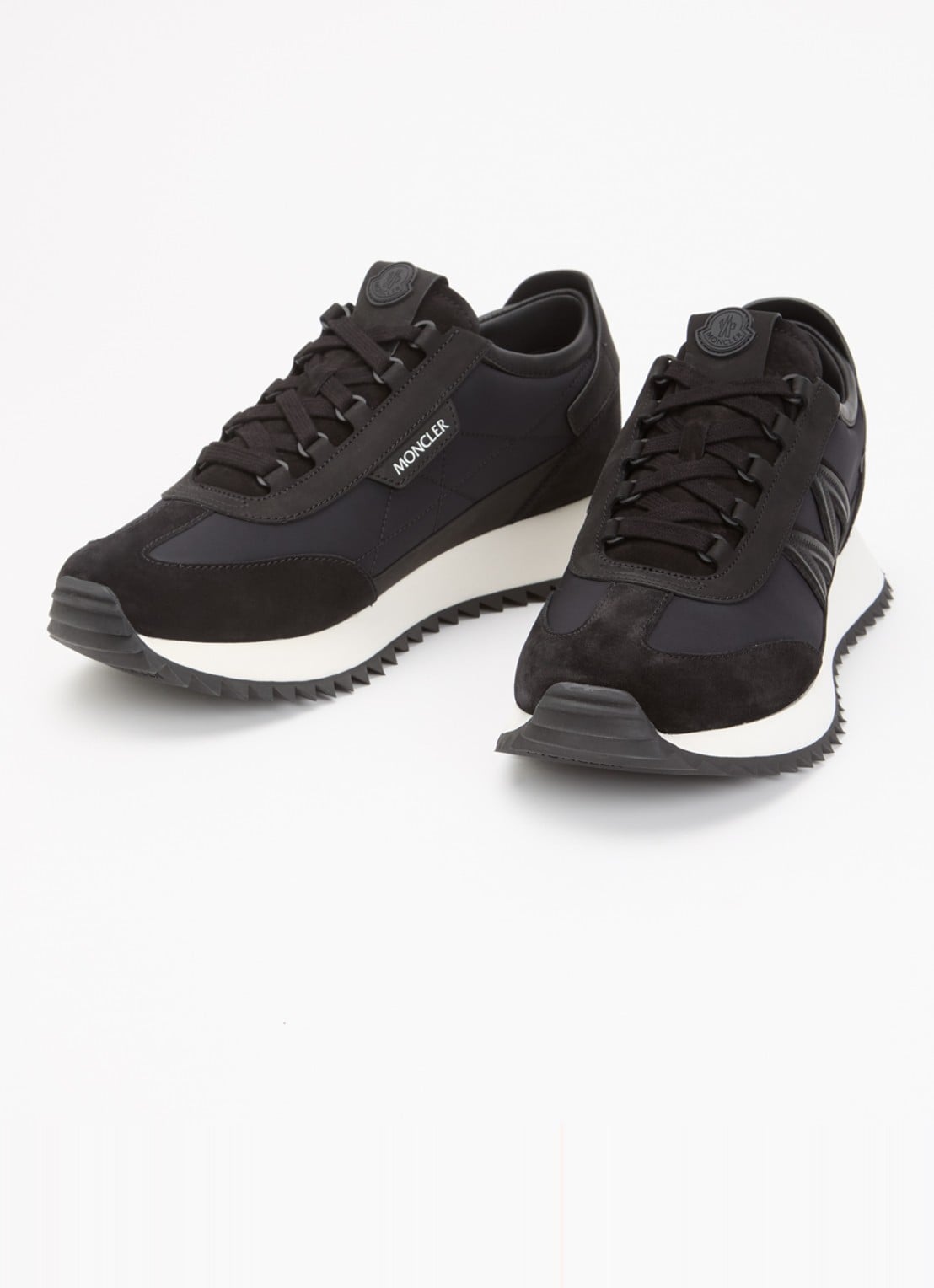 Moncler Pacey2 sneaker met suède details en logo - detail 3 zwart