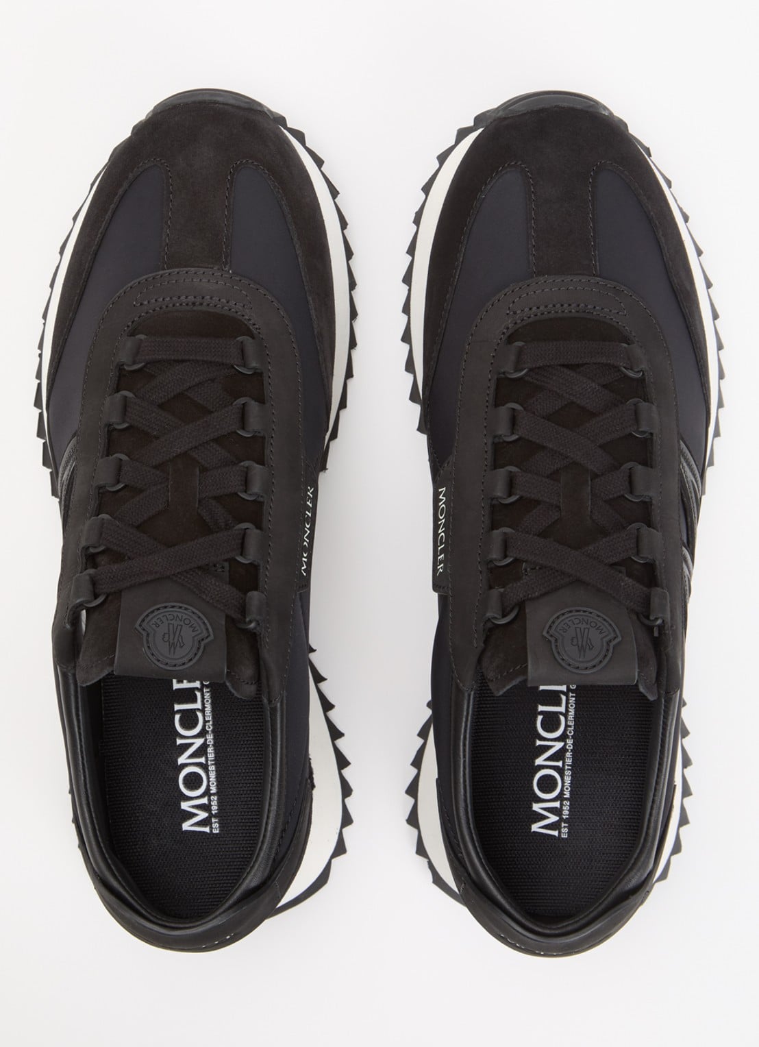 Moncler Pacey2 sneaker met suède details en logo - detail 4 zwart