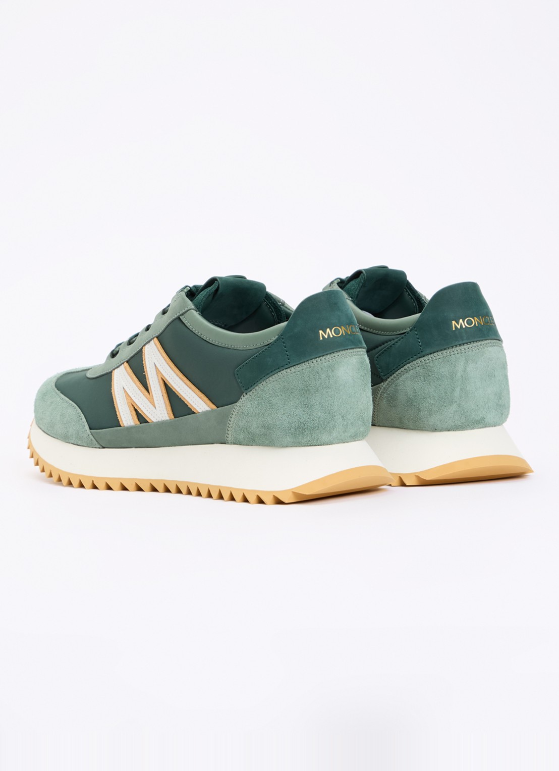 Moncler Pacey2 sneaker met suède en nubuck details - achterkant 7 lindegroen