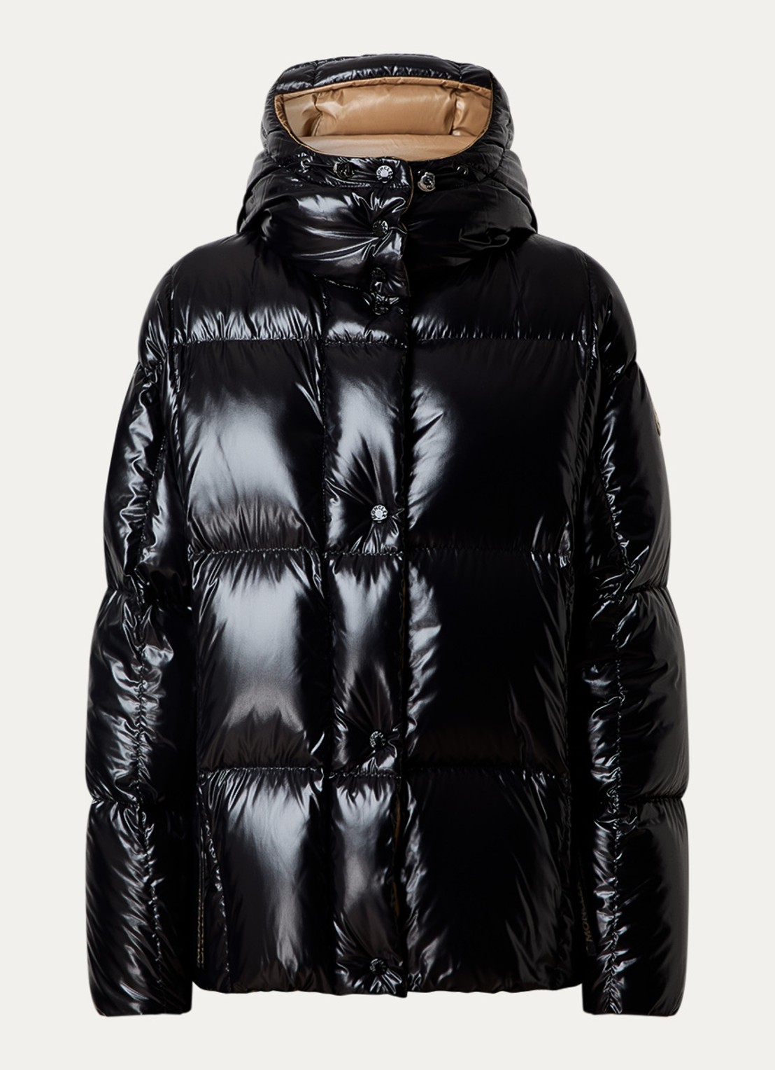 Moncler Parana puffer jack met donsvulling en afneembare capuchon - voorkant 4 zwart