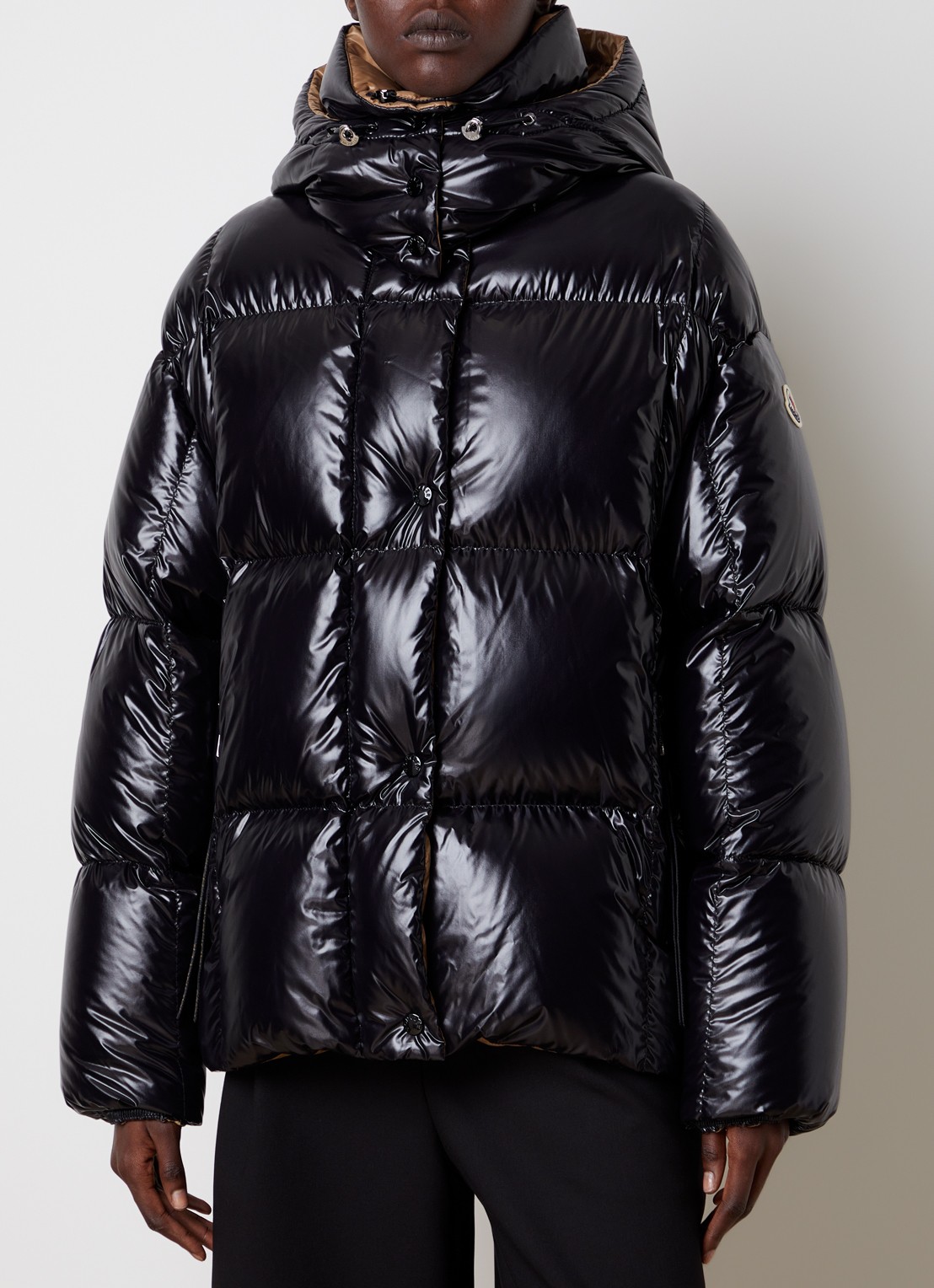 Moncler Parana puffer jack met donsvulling en ritszakken - detail 3 zwart