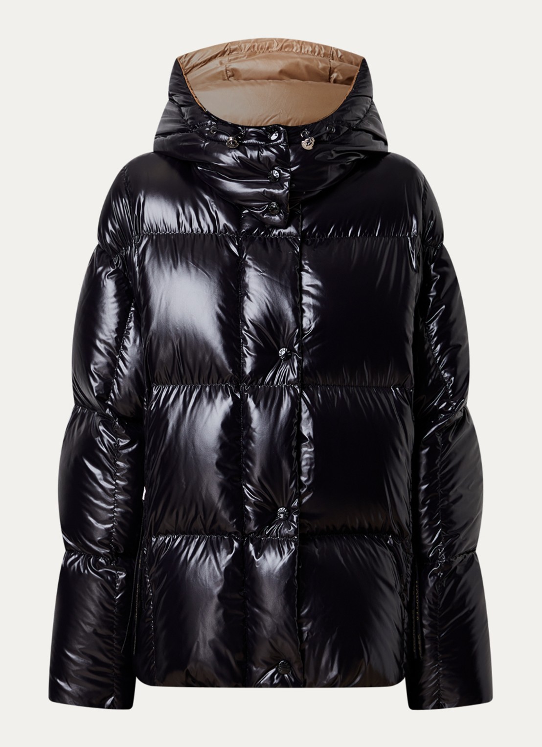 Moncler Parana puffer jack met donsvulling en ritszakken - voorkant zwart