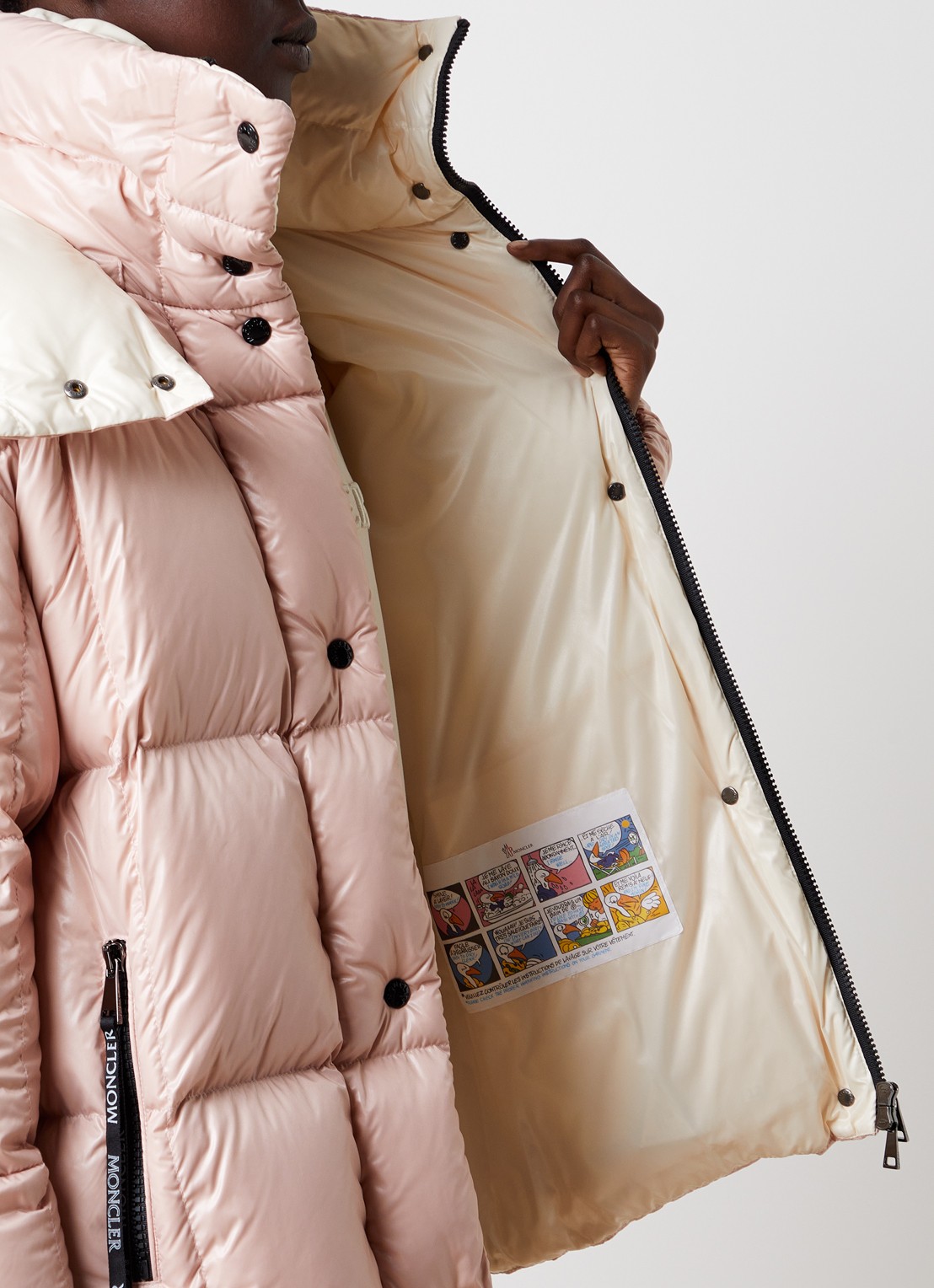 Moncler Parana puffer jack met donsvulling en ritszakken - detail 5 roze