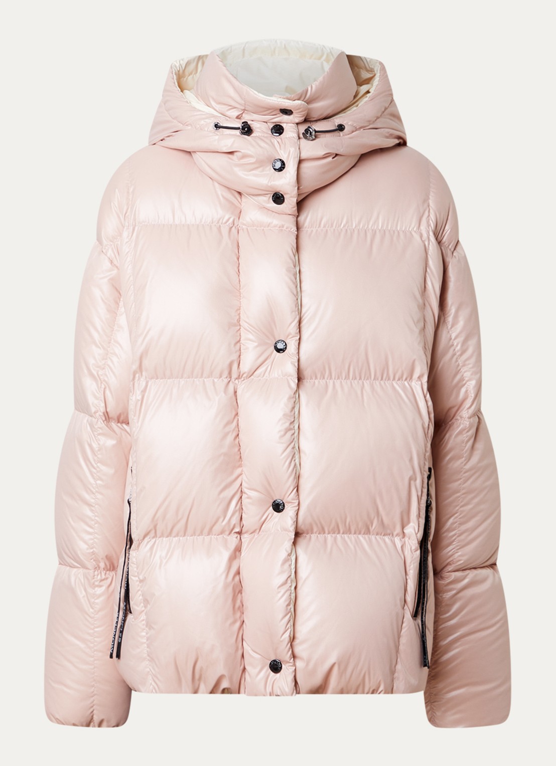 Moncler Parana puffer jack met donsvulling en ritszakken - voorkant roze