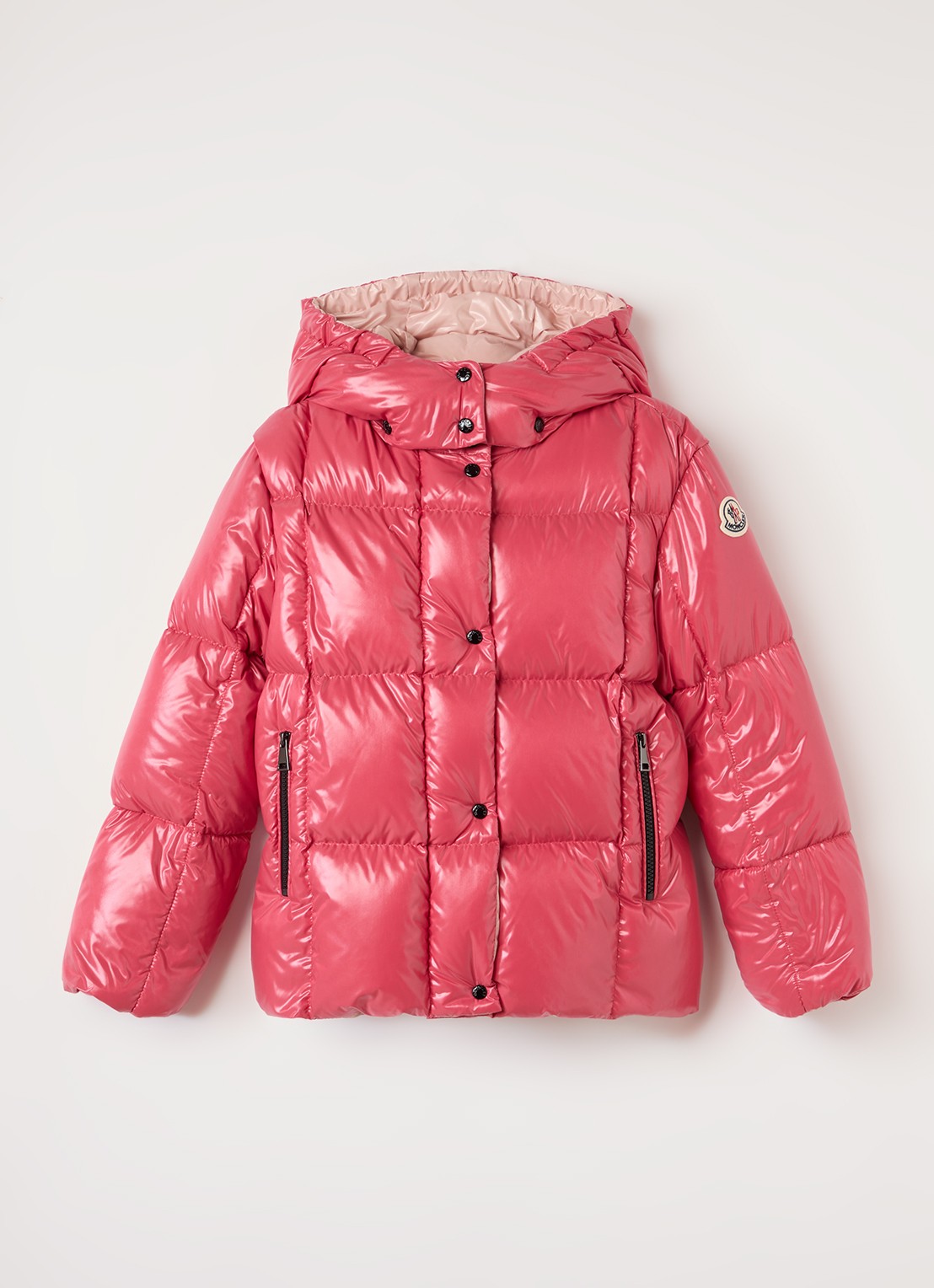 Moncler Parana puffer jack met donsvulling - voorkant 2 koraalrood