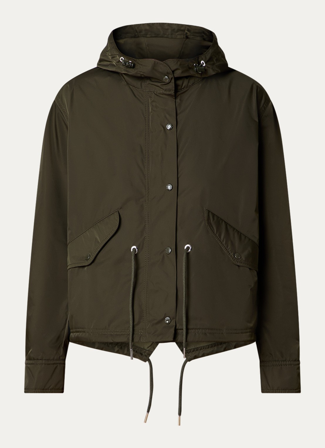 Moncler Parka met capuchon en trekkoord - voorkant 5 olijfgroen