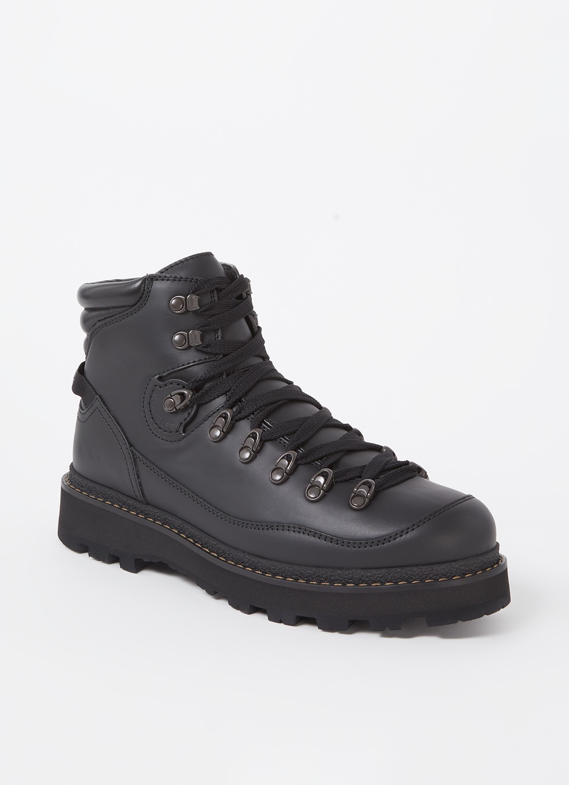 Moncler Peka Trek veterboot met kalfsleren details - voorkant 5 zwart