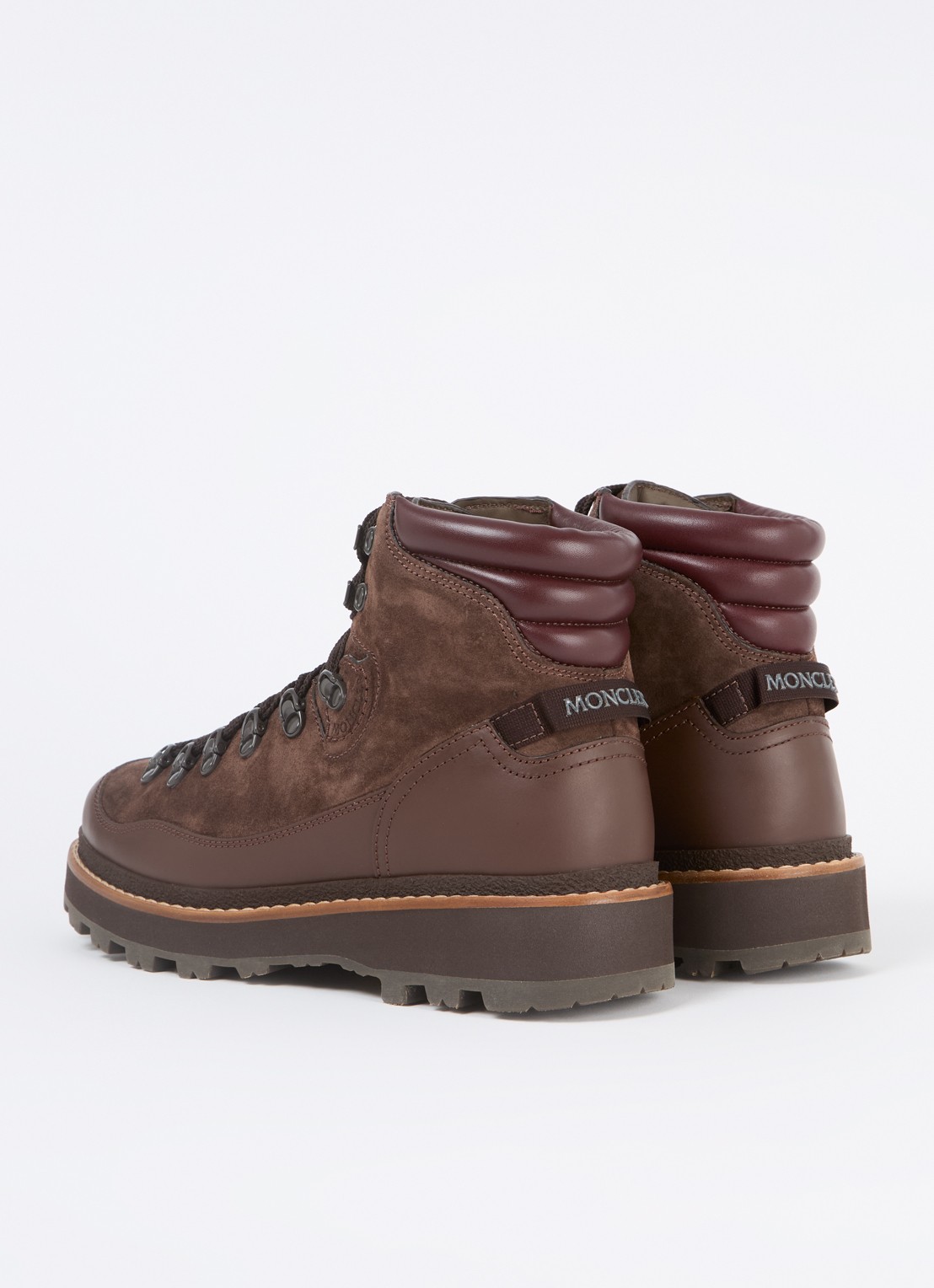 Moncler Peka Trek veterboot met kalfsleren details - achterkant bruin