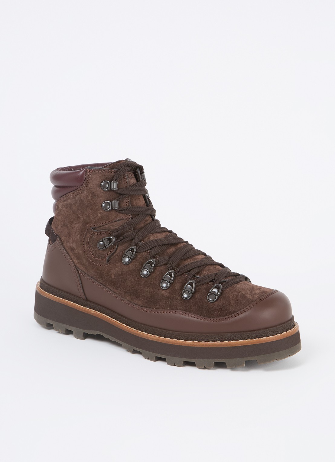 Moncler Peka Trek veterboot met kalfsleren details - voorkant 2 bruin