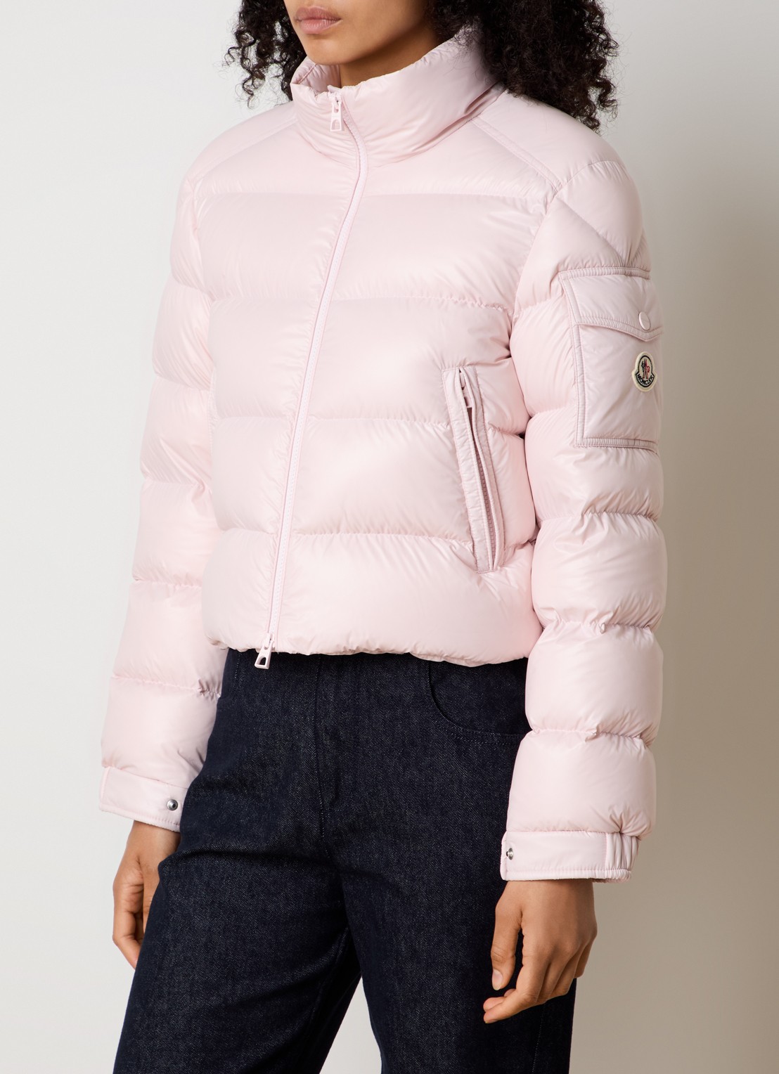 Moncler Petra gewatteerd jack met donsvulling en logo - detail 2 fuchsia