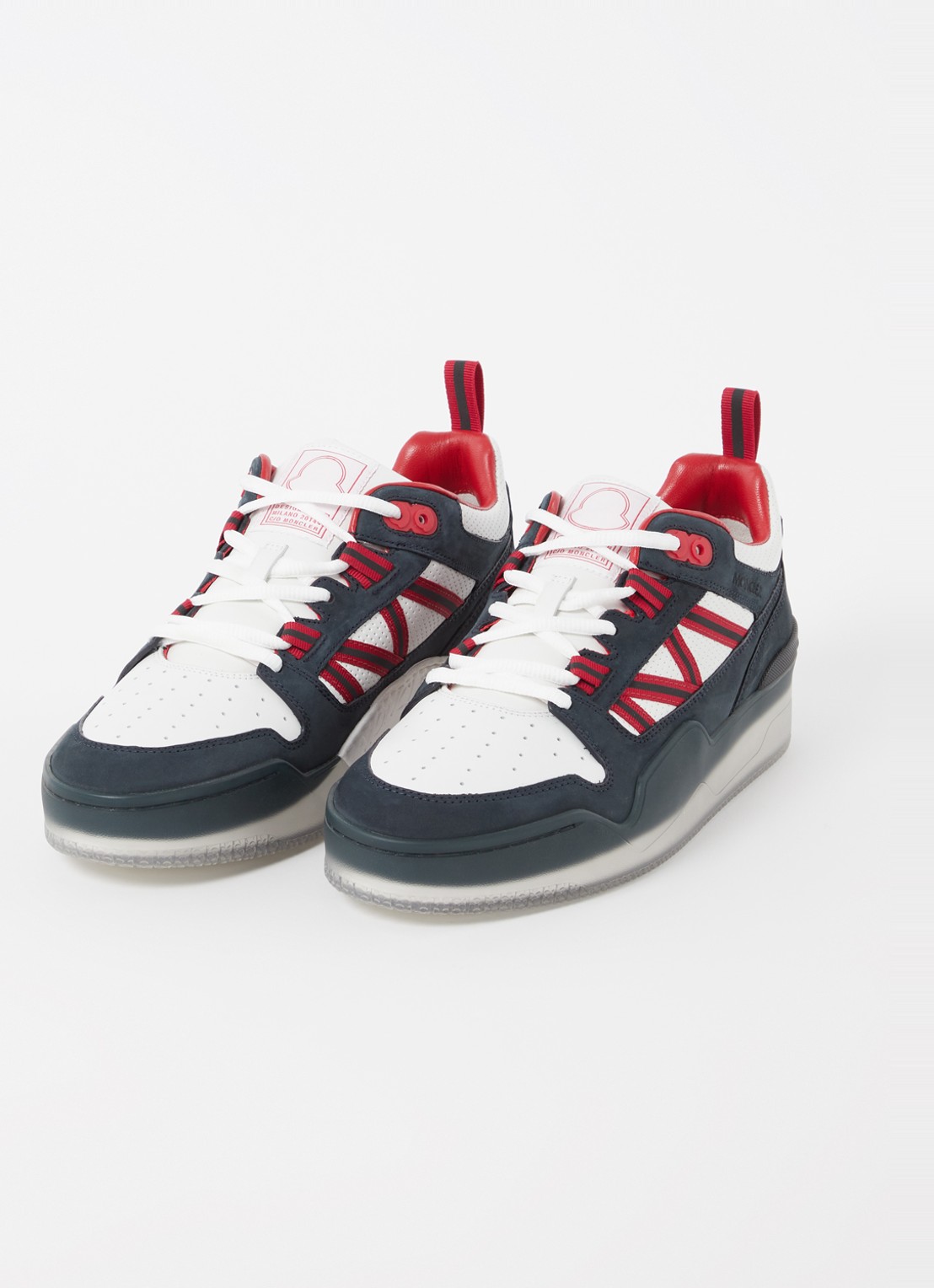 Moncler Pivot Low sneaker van leer met nubuck details - detail 3 wit